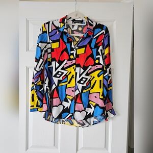 BIG DART Vibrant Geometric Button-Up Shirt